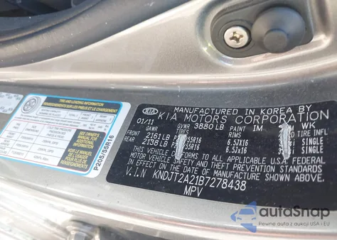 2011 Kia Soul + from USA, damaged, VIN KNDJT2A21B7278438